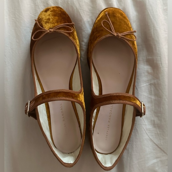 EUC Loeffler Randall Leah Ochre Brown Velvet Platform Mary Jane Flats Size 10 - Picture 7 of 7